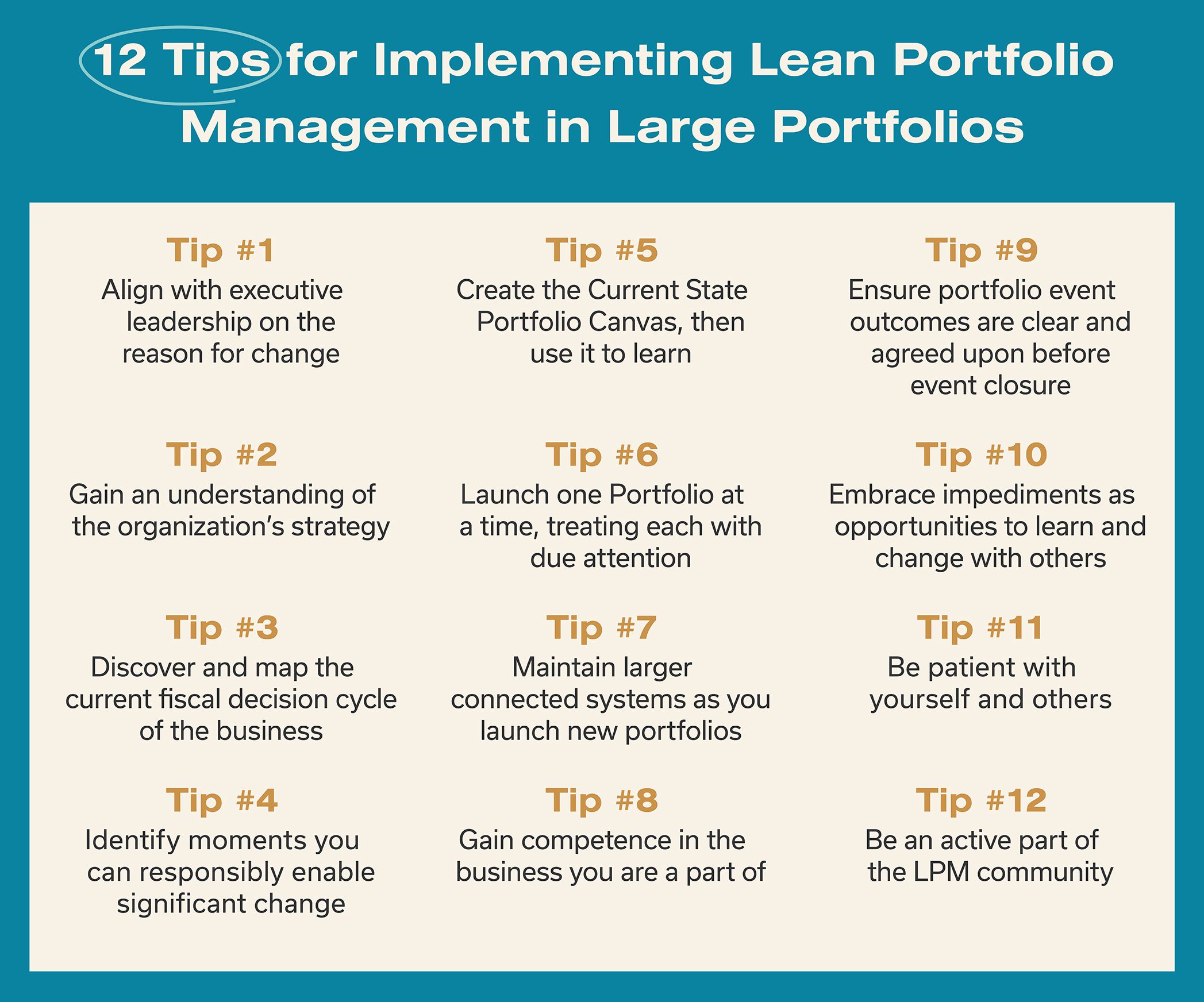 12 Tips for Implementing Lean Portfolio Management in Large Portfolios