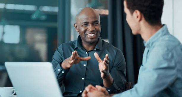 Person providing feedback to their coworker